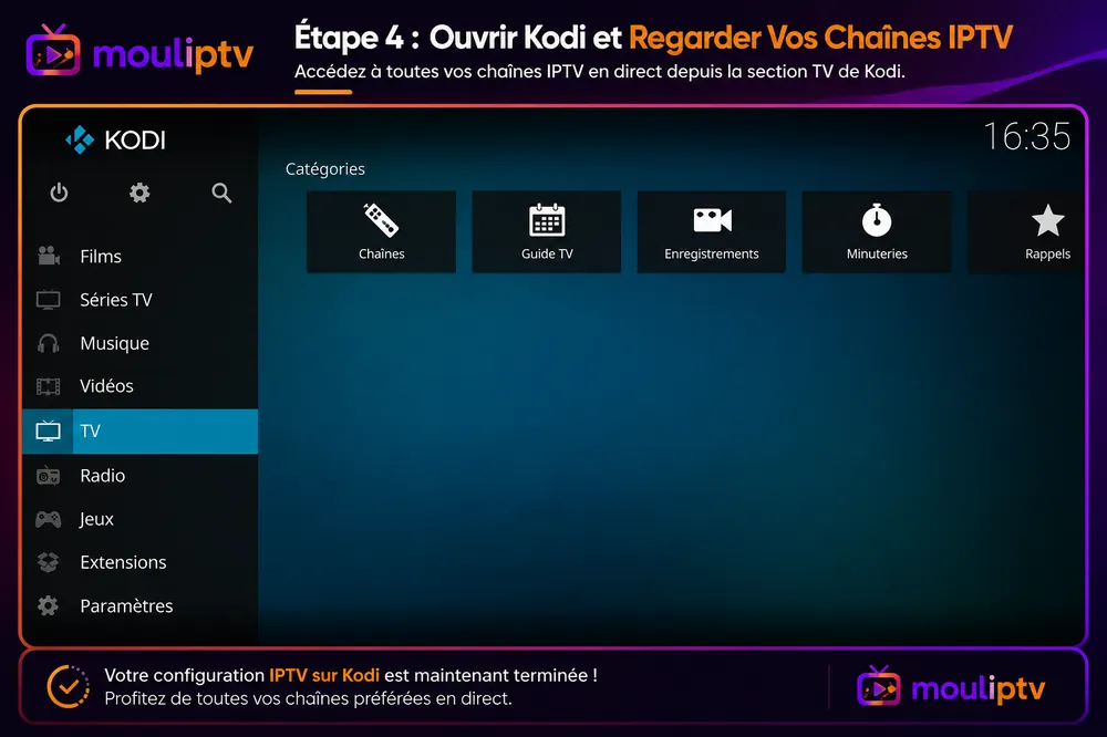 Configurer IPTV sur Kodi - Accès aux chaînes IPTV depuis le menu TV de Kodi